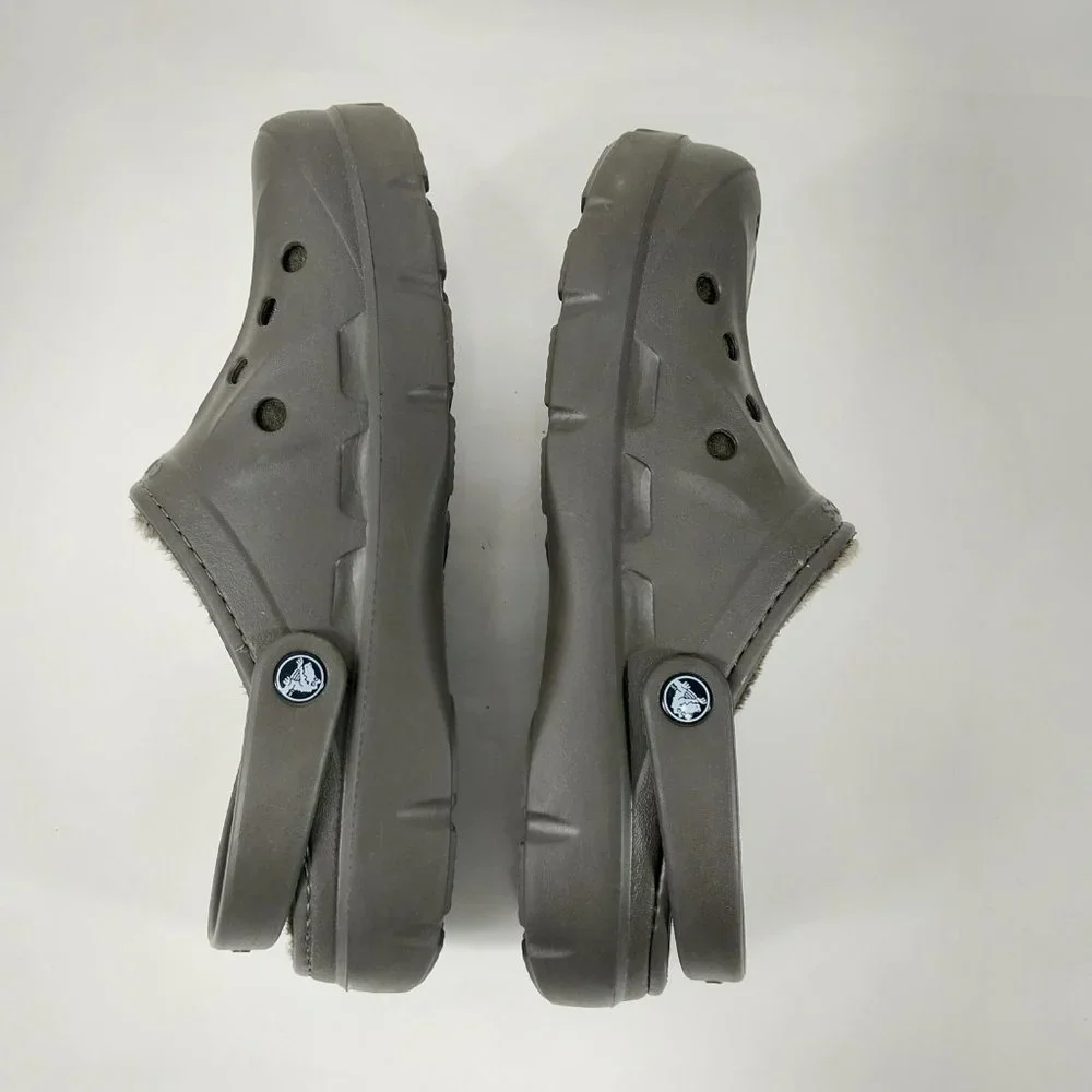 Crocs Mens 10 Womens 12 Clogs Brown Faux Fur Lined Casual Comfort Slip On Shoes - Picture 5 of 9